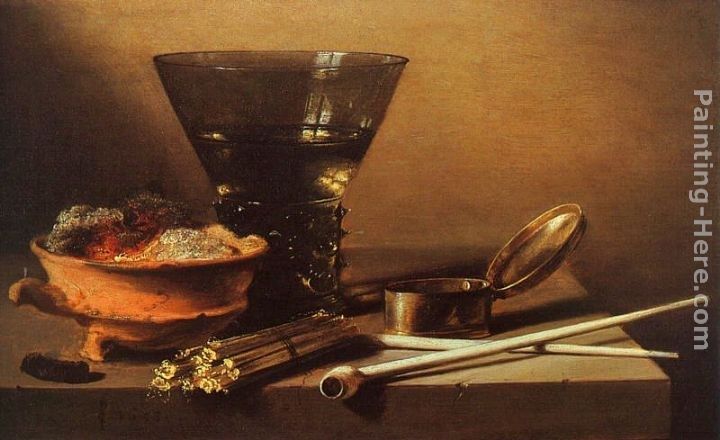 Pieter Claesz Still Life with Wine and Smoking Implements